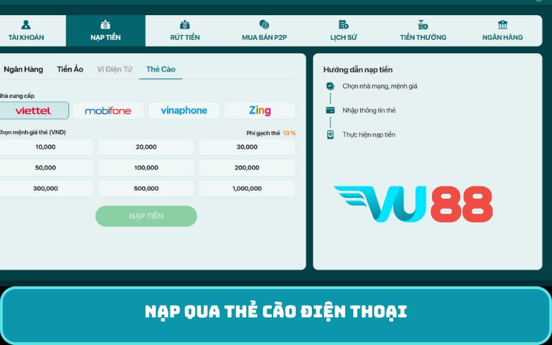 Nạp qua thẻ cào điện thoại