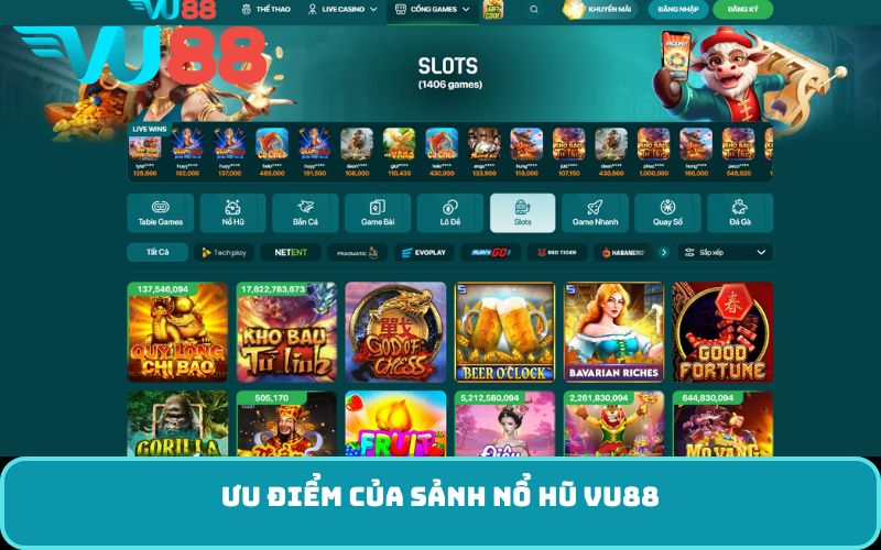 Ưu điểm của sảnh Nổ Hũ VU88