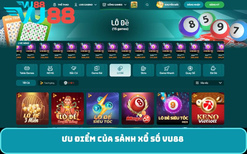 Ưu Điểm Của Sảnh Xổ Số VU88