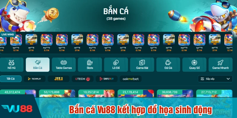 Bắn cá Vu88 kết hợp đồ họa sinh động