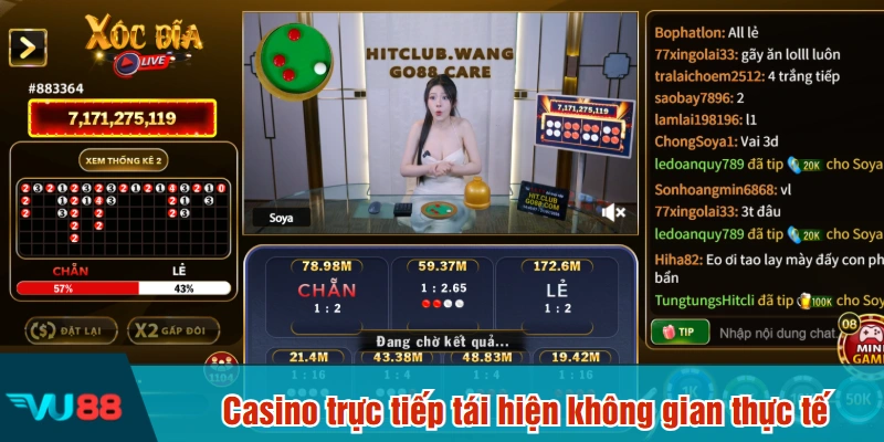 Casino trực tiếp tái hiện không gian thực tế