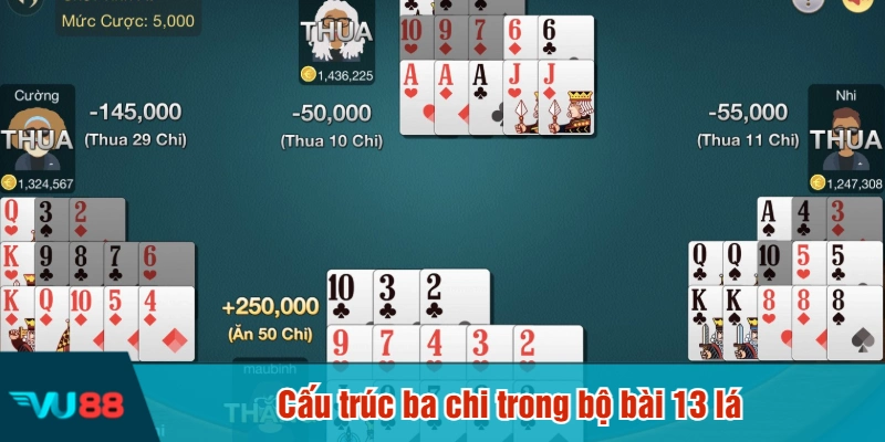 Cấu trúc ba chi trong bộ bài 13 lá