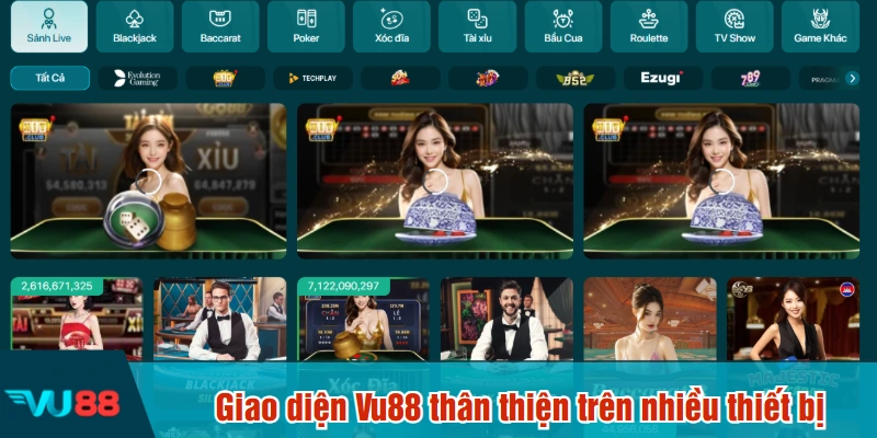 Giao diện Vu88 thân thiện trên nhiều thiết bị