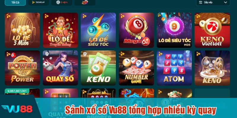 Sảnh xổ số Vu88 tổng hợp nhiều kỳ quay
