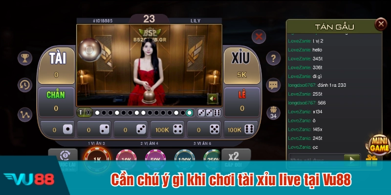 Cần chú ý gì khi chơi tài xỉu live tại Vu88